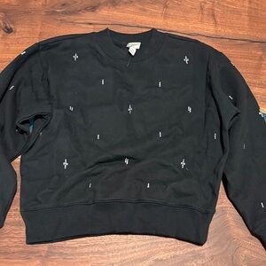 a new day Black Crewneck Sweater with Gems